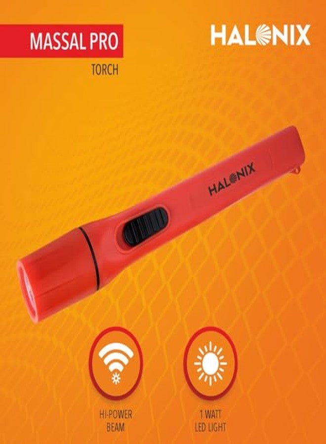 Halonix مصباح هالونيكس ماسال برو LED بقوة 1 واط | مصباح يدوي LED أبيض فائق السطوع | مصابيح يدوية ساطعة لحالات الطوارئ ومعدات التخييم | مصباح يدوي مزود ببطاريات AA | عبوة واحدة، 120 لومن - Image 2